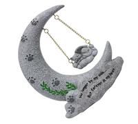 Kisangel Moon Shaped Cat Memorial Stone Cat Tombstone Statue for Pet Grave Markers Unique Angel Design for Garden Decoration Thoughtful Bereavement