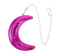 Kisangel Moon Shaped Disco Ball Ornament in Magenta with Hanging Chain, Retro Reflective Mirror Party Decor, Disco Ball Centerpiece for Stage and Home Events