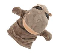 Kisangel Movable Mouth Hippo Hand Puppet Soft Plush Educational Animal for Interactive Storytelling Role Play Group Games Brown