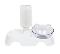 Kisangel Multi-function Pet Bowl Set with 500ml Automatic Water Dispenser and 15° Tilted Food Bowl, Bite-resistant Abs Material, User-friendly Design for Cats and Dogs in Household Use