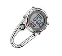 Kisangel Multifunctional Climbing Clip Quartz Watch Stainless Steel Carabiner Watch with Compass Unisex Outdoor Hiking Accessory Red