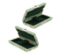Kisangel Oboe Closure Case 2pcs Reed and Silk Cover Clasp Wood Wooden with Solid Holder Case Compact Green Decorative Design Storage Suitable for Daily Use and Carrying in Instrument