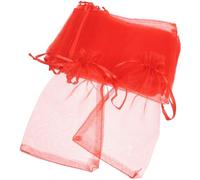 Kisangel Organza Drawstring Bags Lightweight Mesh Pouches Red 100pcs with Easy Opening and Closing for Small Items and Jewelry for Events and Parties Gift Wrapping