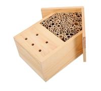Kisangel Outdoor Wooden Bee House Hanging Habitat for Bees Natural Aesthetic Beehive for Garden Pollinator Friendly Wooden Structure for Gardeners and Beekeepers