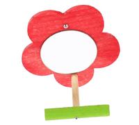 Kisangel Parrot Cage Mirror with Wooden Perch Stand Plum Blossom Shape Bird Accessory for Parakeets Small Pets Interactive Stress Relief and Training in Red