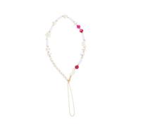 Kisangel Pearl Beaded Mobile Phone Chain Polymer Clay Lanyard Star Moon Design Decorative Strap for Women Wrist Hanging Charm