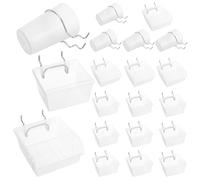 Kisangel Pegboard Storage Cup Bin Set Flexible Hanging Solution 20pcs with Hooks , Plastic and Iron Material , Includes Rectangular round Bins for Kitchen and Office Organisation