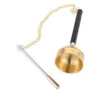 Kisangel Portable Copper-finished Instrument for Temple Retractable Chain Mallet Vintage Buddhist Musical Instrument for Meditation and Buddhism Practice