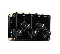 Kisangel Portable Input Stereo Line Audio Mixer Passive Low Noise Mini Mixer for CD Players Instruments Computers Game Consoles Compact Sound Mixing Hub