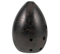 Kisangel Portable Introductory Xun for Beginners Pear Shaped Black Pottery Instrument for Compact Design for and Storage Ethereal Sound Quality