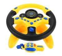 Kisangel Portable Simulated Steering Wheel with Key-activated Lights and Music Plastic Construction Driving Simulator for Travel-friendly Educational for Interactive Family Play