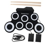Kisangel Portable USB Electric Drum Set, Silicone Roll-Up Practice Pad for Beginners and Boys and Girls, Black Electronic Drum for Learning, Friends Gathering, Compact Music Instrument