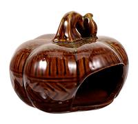 Kisangel Pumpkin Shape Ceramic Hamster House Halloween Decor Outdoor Decor Hamster Hide Cooling Bed Small Pet Nest