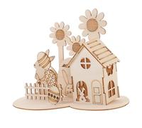Kisangel Puzzle Rabbit House Model DIY Easter Decoration for Easy Assembly Puzzle for Family Fun and Creativity for Easter Parties