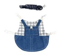 Kisangel Rabbit Harness and Leash Set for Small Pets, Grey Plaid Soft Vest for Holland Lop and Lop-eared Rabbits, Medium Size Adjustable Bunny Traction Leash for Indoor and Outdoor Use