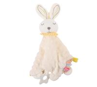 Kisangel Rabbit Shaped Appeasing Towel with Safe Chewable Spandex and Down Cotton Filling Soft Animal Comforter for Newborns Drool Towel for Visual Development and Soothing Sleep