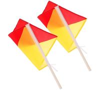 Kisangel Racing Conducting Flag 2pcs Polyester Handheld Signal Flags 35x35cm Red Yellow for Game and Performance Use with 50-60cm Flagpoles