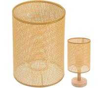 Kisangel Rattan lamp Shade Replacement Woven lamp Shade Cover for Table Light cafes Gentle Light Protects Eyes 8.07 x 5.51 x 5.51 in