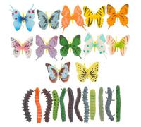 Kisangel Realistic Butterfly and Caterpillar Figurines Educational Insect Playset for Early Learning Cognitive Development Halloween Party Decor and Prank Supplies