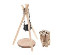 Kisangel Realistic Dollhouse Camping Firewood Model Miniature Pot Decoration for Doll House Layout Accessories Photography Prop for Snowy Scenes