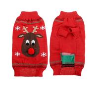 Kisangel Red Christmas Dog Sweater for Puppies Pullover Front Leg Hole, Acrylic Fibers Material, Keeps Warm for Winter and Holly Sweater Party, Stylish Holiday Pet Clothing