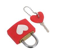 Kisangel Red Heart-Shaped Love Padlock with Key Metal Couple Lock for Bags Suitcases Bridges Gates Sturdy Romantic Lock for Anniversary Travel Keepsakes