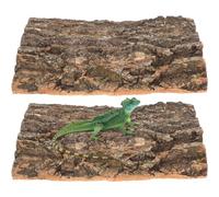 Kisangel Reptile Bark Platform 2Pcs Artificial Tree Bark Decor 12x8In Climbing Resting Terrarium Decor for Turtles Spiders