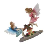 Kisangel Resin Angel Fairy Statue for Garden Outdoor Decorations Realistic Seesaw Figurine for Micro Landscapes Patio and Indoor Table Ornament Playful Fairy Garden Accessory