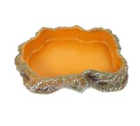 Kisangel Resin Reptile Bowl with Rock Pattern Design, Wide Application for Tortoise and Snake Feeding, Convenient Terrarium Food Basin Suitable for Natural Habitat