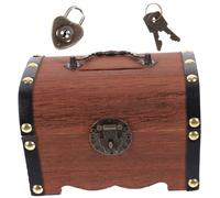Kisangel Retro Wooden Treasure Chest with Heart Shaped Lock Practical Jewelry and Sundries Storage Box Small Money Bank for Adults Birthday Wedding Thanksgiving Home Decor