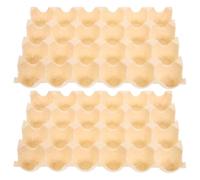 Kisangel Reusable Egg Tray 2pcs Set for Home Use, Beige Pp Material with Slim Compact Design and Protective Grooved Grids, Stackable Egg Storage Box Not Easy to Break, for Refrigerator