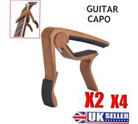 Kisangel Rosewood Grain Acoustic Guitar Capo with Rubber Padding Quick Release Clamp for Stable String Holding Stylish Wooden Finish Guitar Accessory for Acoustic