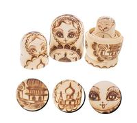 Kisangel Russian Nesting Dolls Wooden Matryoshka with Doubleheaded Eagle Design Pyrography Relief Effect Handmade Symbolic Craft Kit and Home Decoration