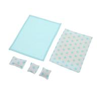 Kisangel Scale Dollhouse Mini Bed Set with Pillows and Blanket Realistic Blue Bedroom Bedding for Miniature Dolls House Easy Clean and Versatile Design Accessories