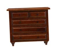 Kisangel Scale Miniature Cabinet with Functional Drawers Chestnut Finish Dollhouse Dresser for Bedroom Furniture Authentic Birch Texture Dollhouse Accessories for Collectors