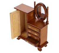 Kisangel Scale Miniature Dresser Wooden Dollhouse Furniture for Bedroom Decoration Cozy Small House Adornment Safe Craftsmanship Elegant Mini Cabinet for Dolls