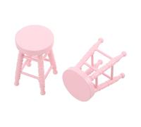 Kisangel Scale Miniature Wooden Stool for Dollhouse Natural Solid Wood Finish High Leg Round Design for Bar Family Decor Authentic Furniture Accessories