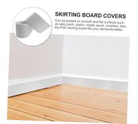 Kisangel Self-adhesive Flexible PVC Skirting Board Trim Corner Baseboard Wall Sticker for Indoor Outdoor Use Protective White Wood Grain Peel and Stick Molding for Bedroom Nursery and