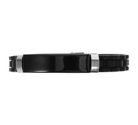 Kisangel Silicone Bracelet Men, Wrist Band, Black Silicone and Stainless Steel, Gentle Touch Feeling, Lightweight, for Male Street Dancer, Bar and Band