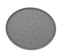 Kisangel Silicone Pet Feeding Mat with Built Slow Feeder Texture Non-slip Cat Food Bowl Placemat for Indoor Cats and Dogs Raised Edge Spill Prevention Easy Clean Gray Paw Print