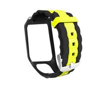 Kisangel Silicone Watch Replacement Strap Compatible with Tomtom Runner Ergonomic Wristband in Black and Yellow Comfortable Sport Accessory for Men and Women