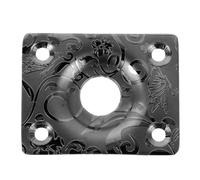 Kisangel Square Stainless Steel Guitar Output Jack Plate - Vintage Engraved Electric Guitar/Bass Interface Cover - Corrosion-Resistant Metal Replacement Part Black