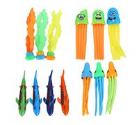 Kisangel Swimming Pool Diving Colorful High Density Plastic Underwater Dive with Rings Sharks Octopus Jellyfish Seaweed Outdoor Fun for Swimming Skill Development and Pool Random Color