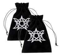 Kisangel Tarot Organizer Drawstring Pouch 2pcs Lint Fabric Black for Travel and Everyday Small Item Storage
