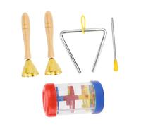 Kisangel Toddlers Music Teaching Aids Including Triangle Rainmaker and Handshake Bell for Preschool Educational Plaything and Instrumental