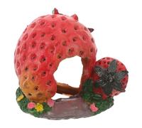 Kisangel Turtle Tank Decorations Strawberry Statue Hiding Hut for Reptiles Lizard Hide Place Landscaping Ornament