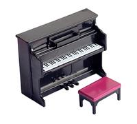 Kisangel Upright Piano Model Miniature Piano Stool Model Decor Pp Black