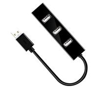 Kisangel Usb 2.0 Hub 4 Ports Plastic Cable Adapter for Laptop Pc, High-speed Usb Splitter Expansion with 1m Cable, Compatible with Multiple Devices for Home and Office Use, Black