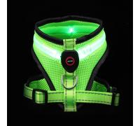 Kisangel USB Charging LED Dog Vest for Pets, Breathable Nylon Material with Comfortable Fit and Easy On/off Design, for Night Walking and Nighttime Parties, Green Reflective Pet Vest