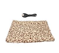 Kisangel USB Heated Dog Heating Pad Electric Blanket with Adjustable Temperature for Elderly Pets Compact and Washable Scratching Floor Mat Leopard Print